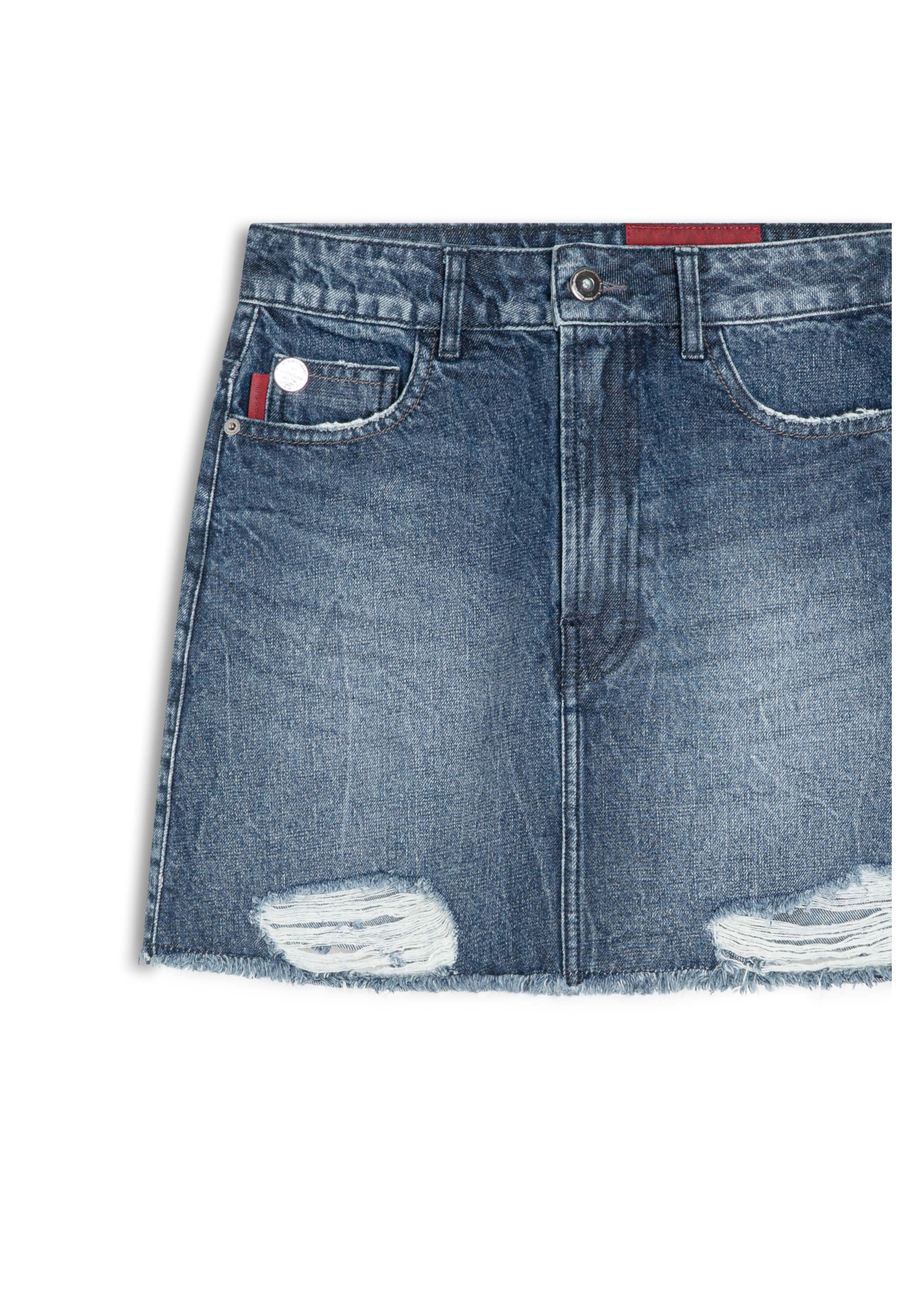 Saia Vintage Denim Emma Lav.Escuro C/ Puidos