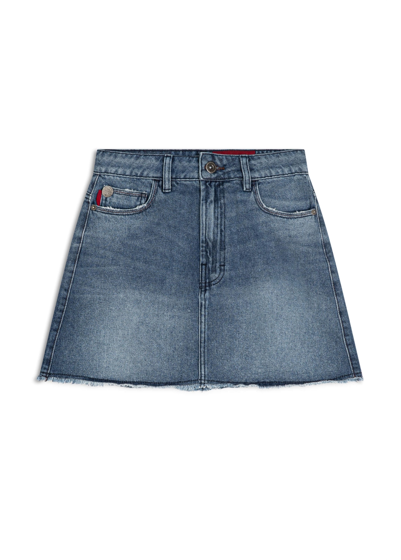 Saia Vintage Denim Emma Lavagem Medio C/ Puidos