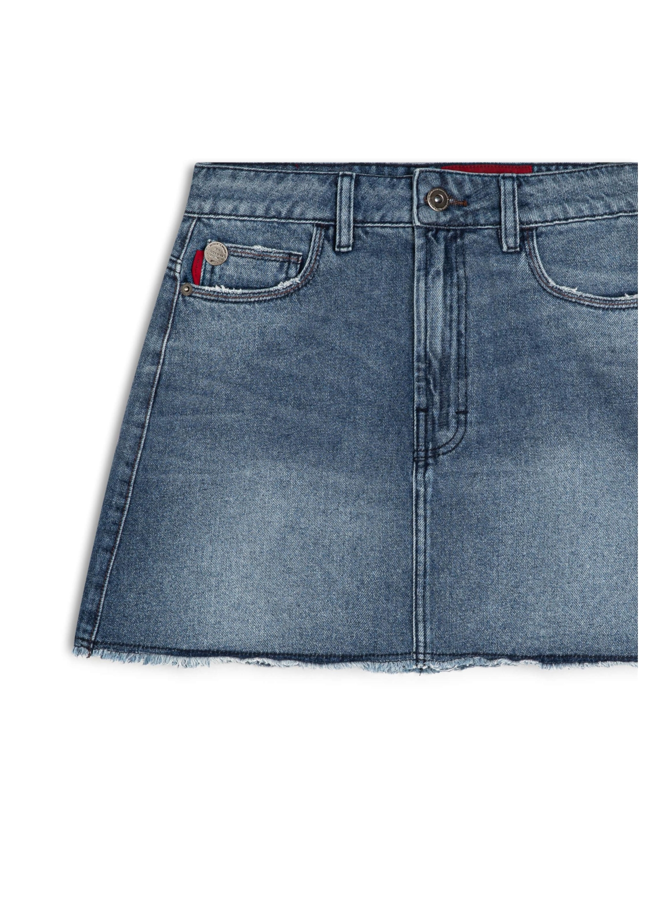 Saia Vintage Denim Emma Lavagem Medio C/ Puidos
