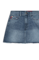Saia Vintage Denim Emma Lavagem Medio C/ Puidos
