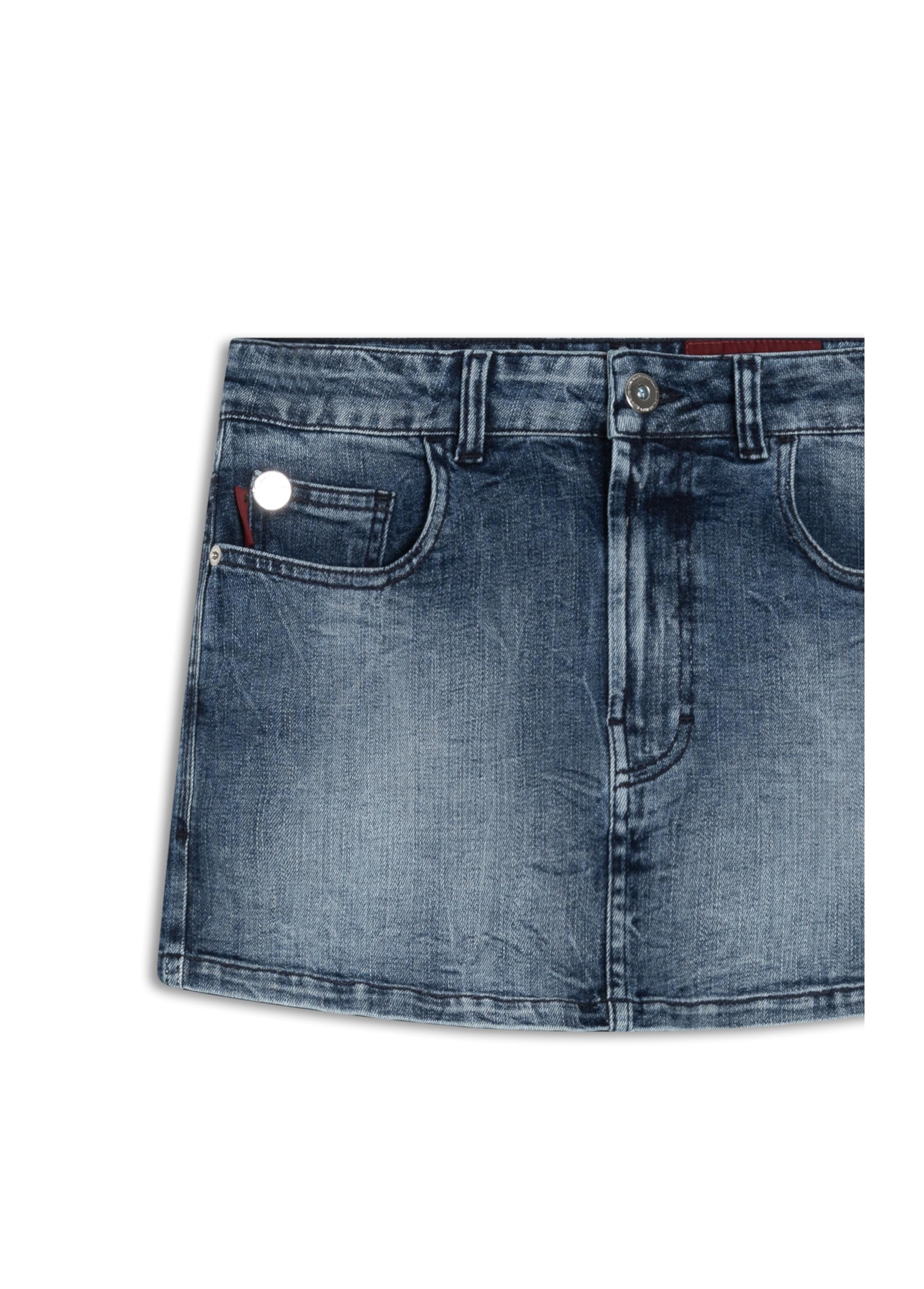 Saia Visco Indigo Elastic Mini  Lav.Medio Com Sky e Rede
