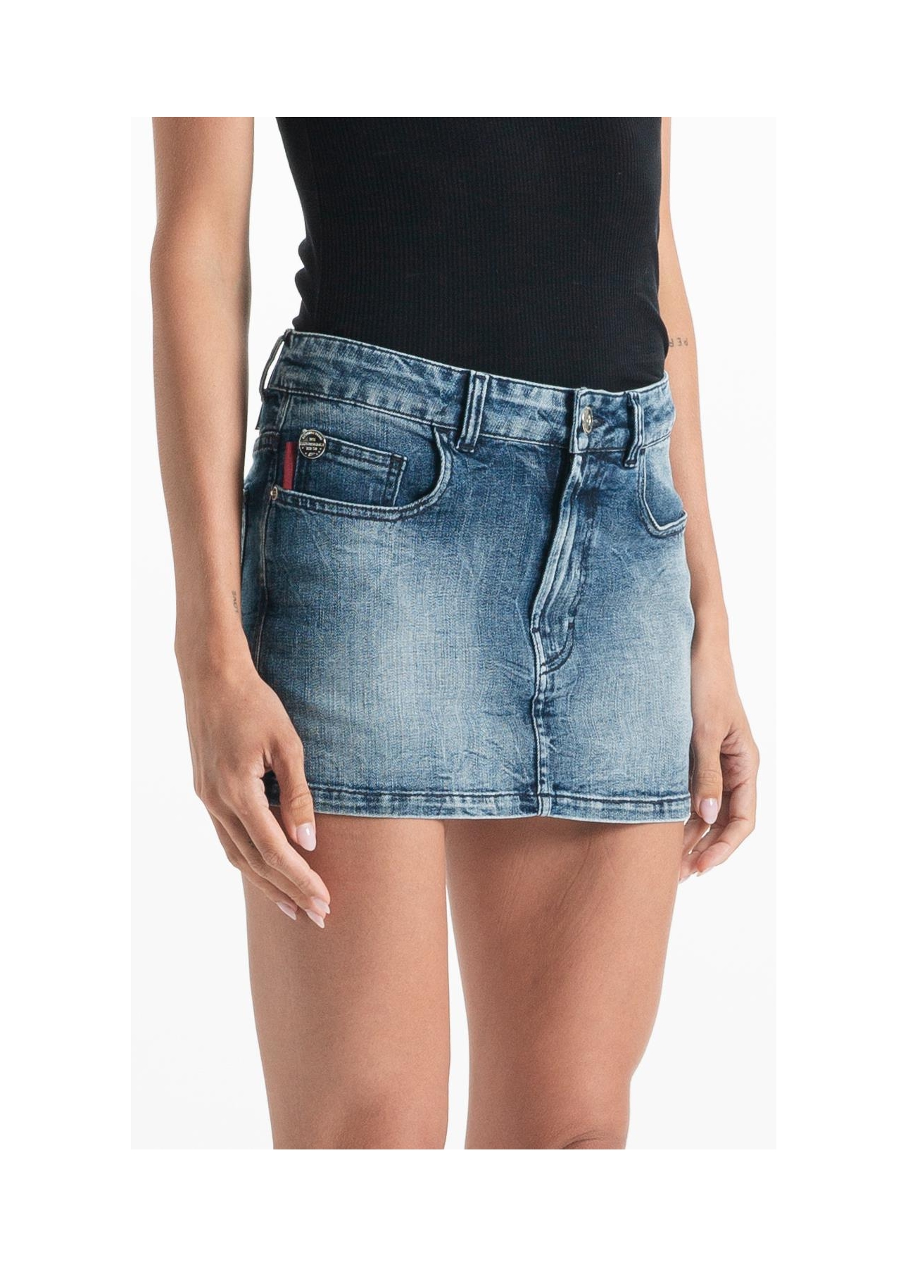 Saia Visco Indigo Elastic Mini  Lav.Medio Com Sky e Rede