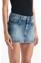 Saia Visco Indigo Elastic Mini  Lav.Medio Com Sky e Rede