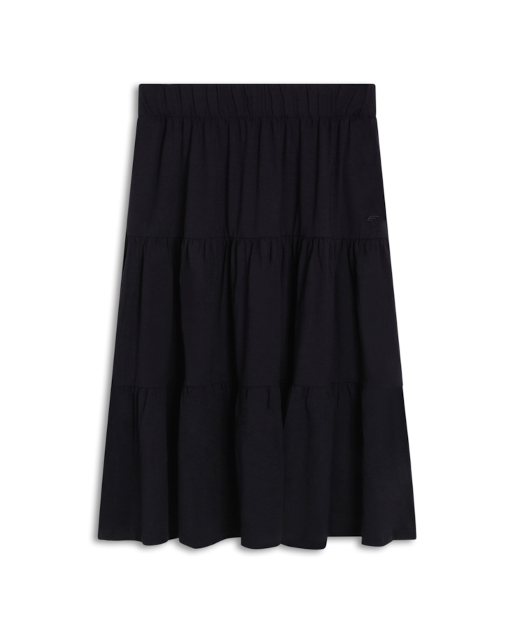 Saia Visco Lycra Pleats Preto