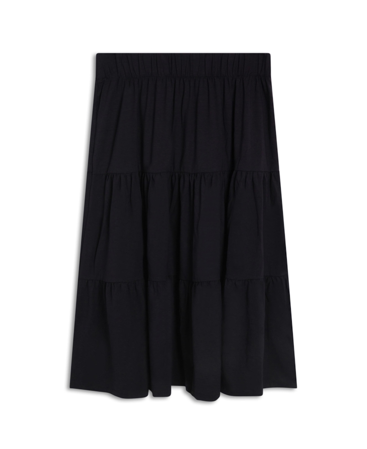 Saia Visco Lycra Pleats Preto
