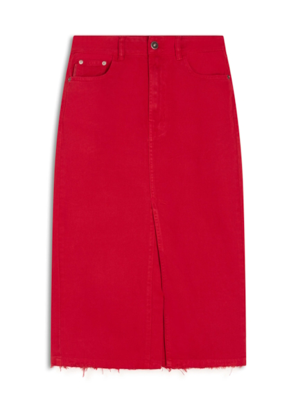 Saia Western White Denim Vermelho