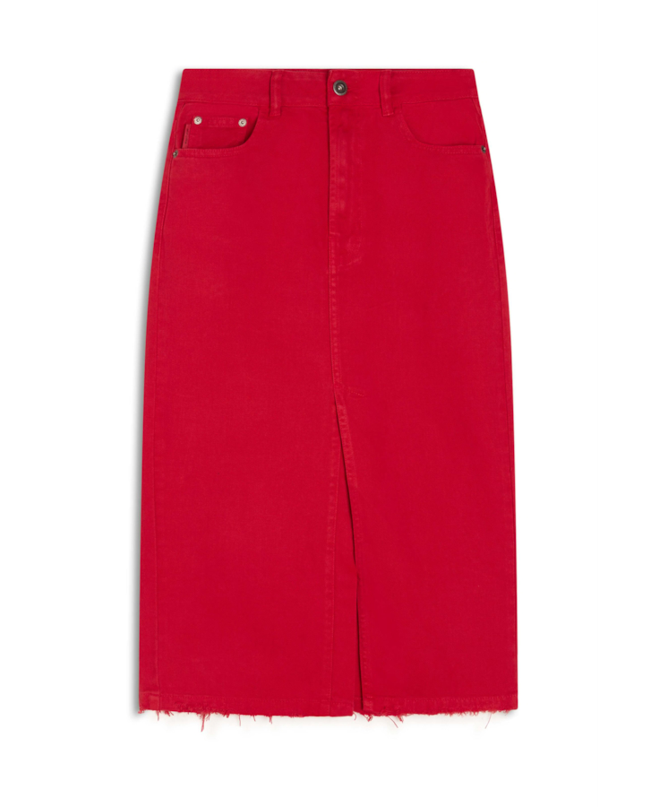Saia Western White Denim Vermelho