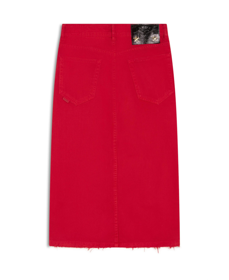 Saia Western White Denim Vermelho