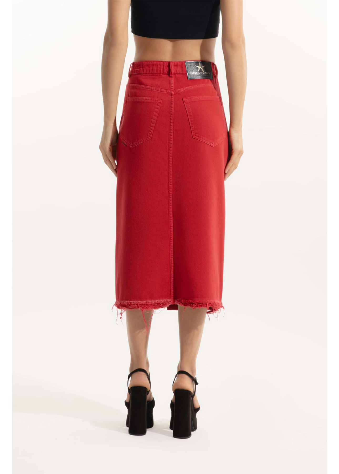 Saia Western White Denim Vermelho