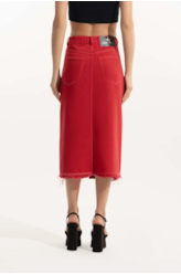 Saia Western White Denim Vermelho