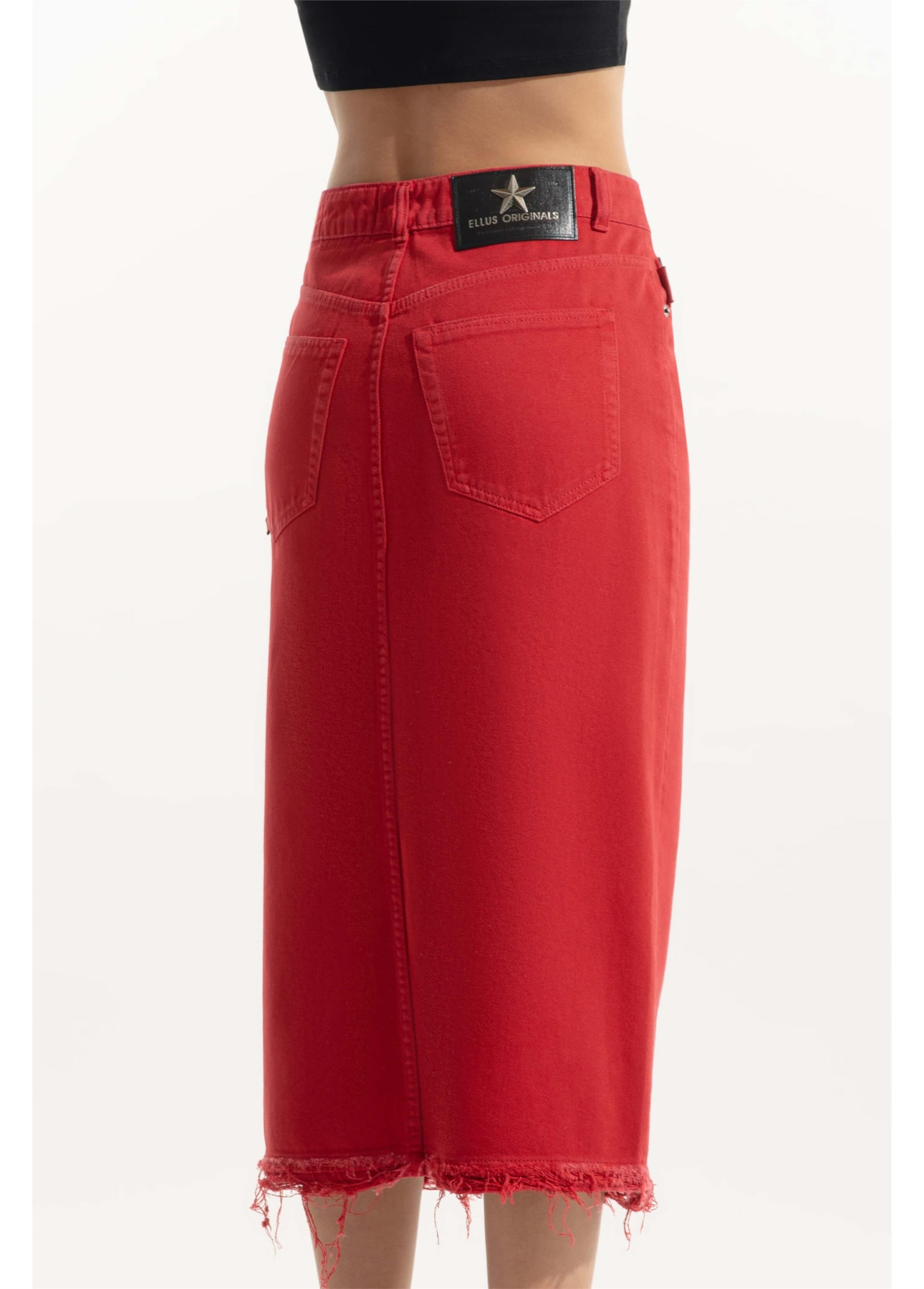 Saia Western White Denim Vermelho