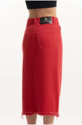 Saia Western White Denim Vermelho