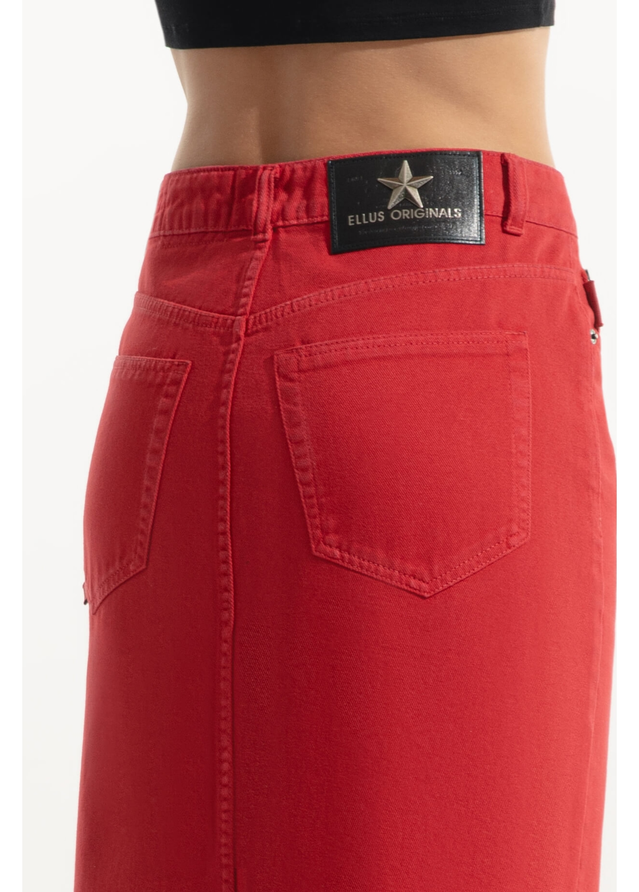 Saia Western White Denim Vermelho
