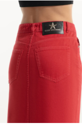 Saia Western White Denim Vermelho