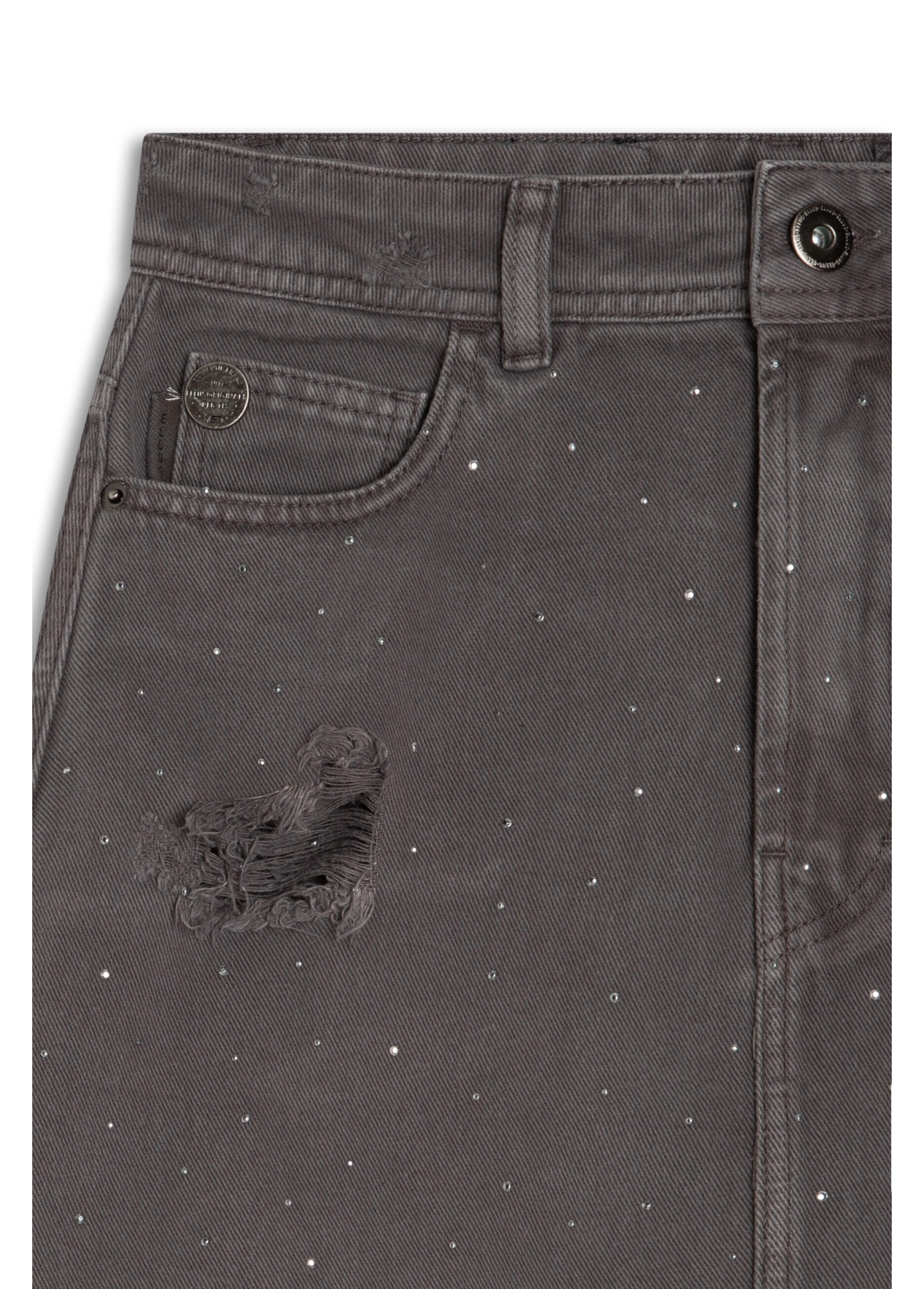 Saia White Denim Emma Cinza Medio