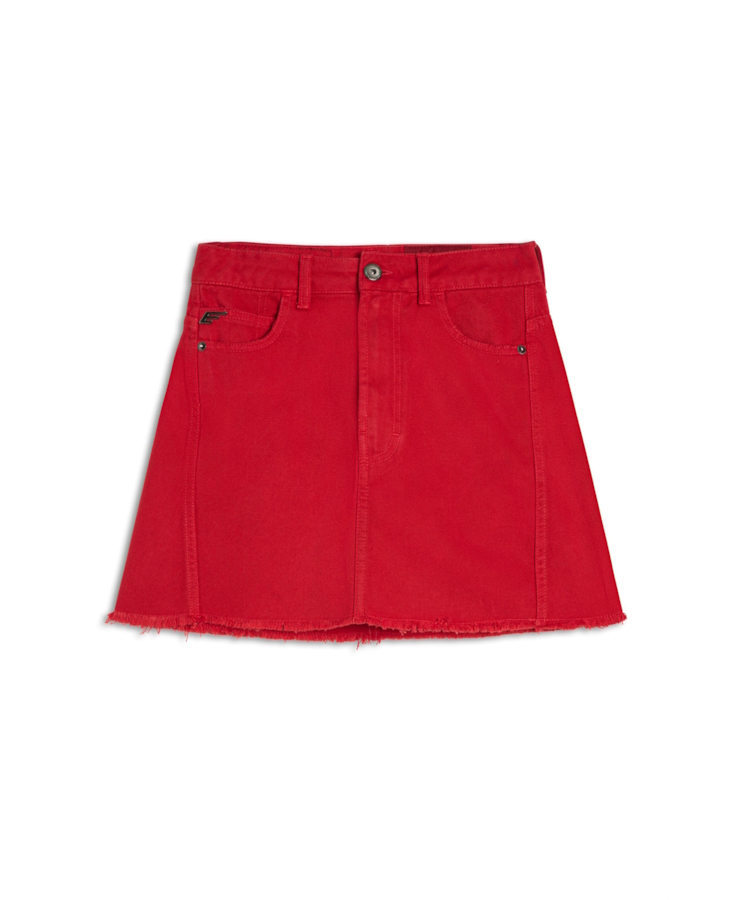 Saia White Denim Emma Vermelho Vivo