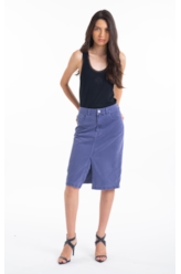 Saia White Denim Midi 5 Pockets Azul Jeans