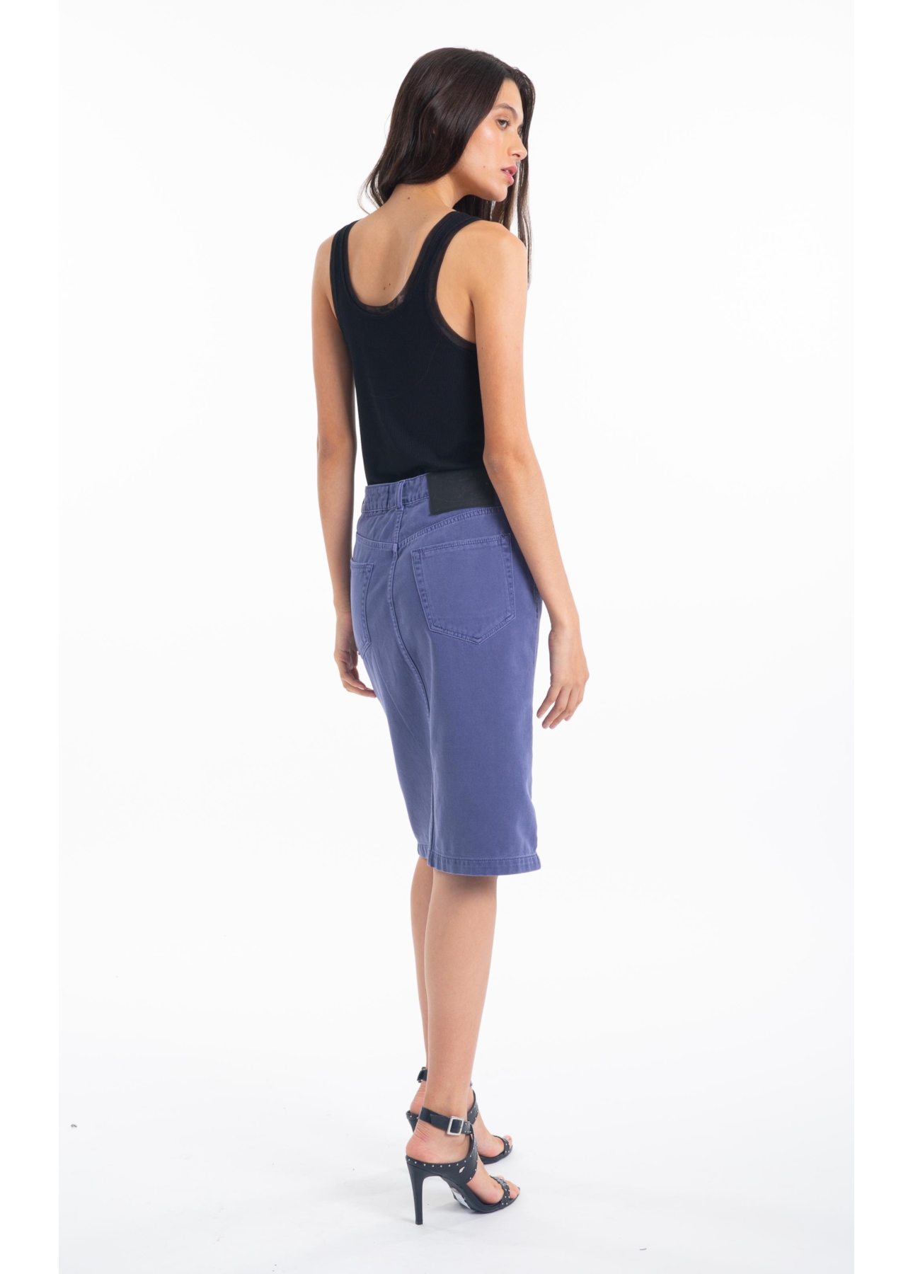 Saia White Denim Midi 5 Pockets Azul Jeans