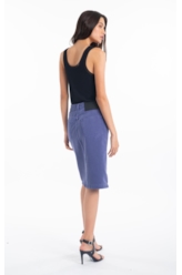 Saia White Denim Midi 5 Pockets Azul Jeans