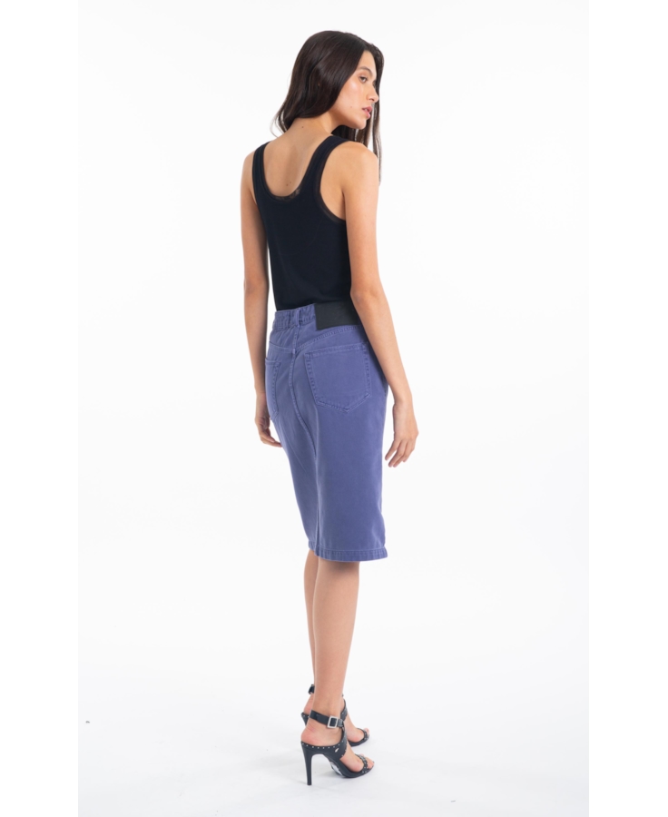 Saia White Denim Midi 5 Pockets Azul Jeans