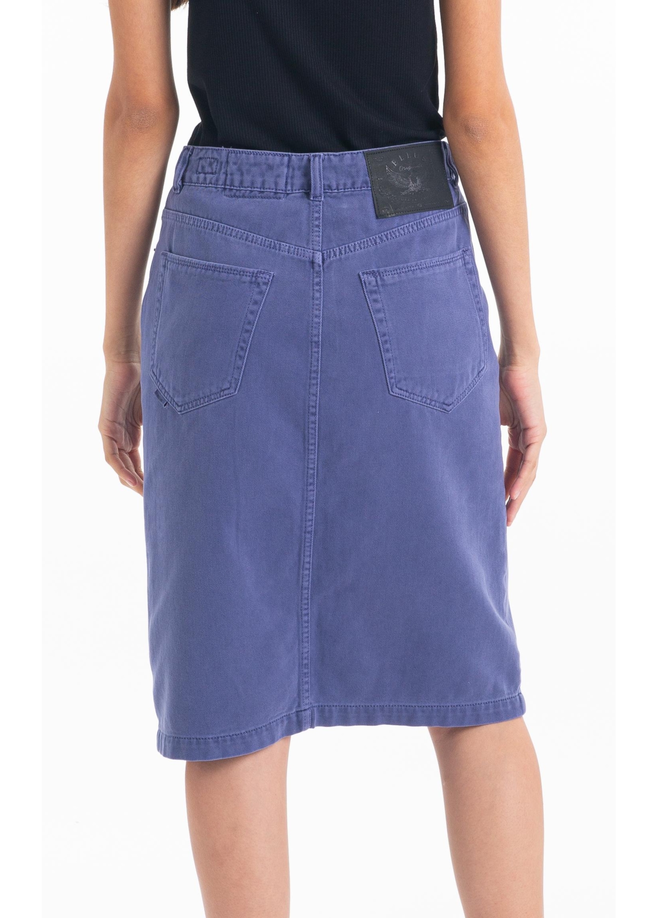 Saia White Denim Midi 5 Pockets Azul Jeans