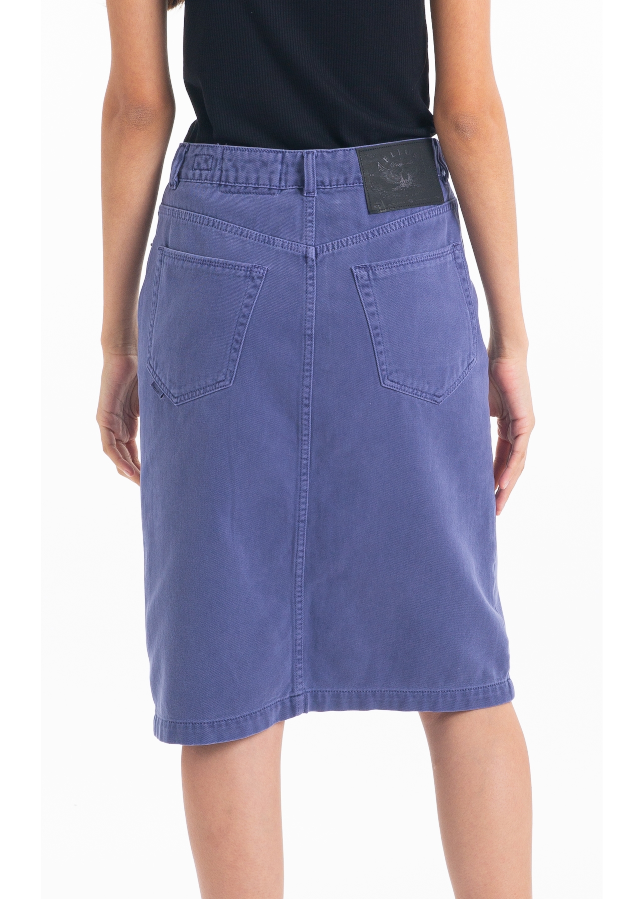 Saia White Denim Midi 5 Pockets Azul Jeans