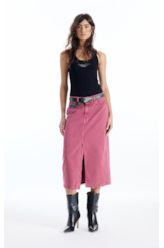 Saia White Denim Midi Zetex Magenta