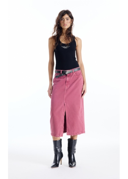Saia White Denim Midi Zetex Magenta