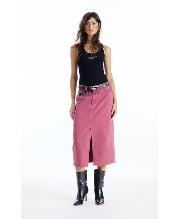 Saia White Denim Midi Zetex Magenta