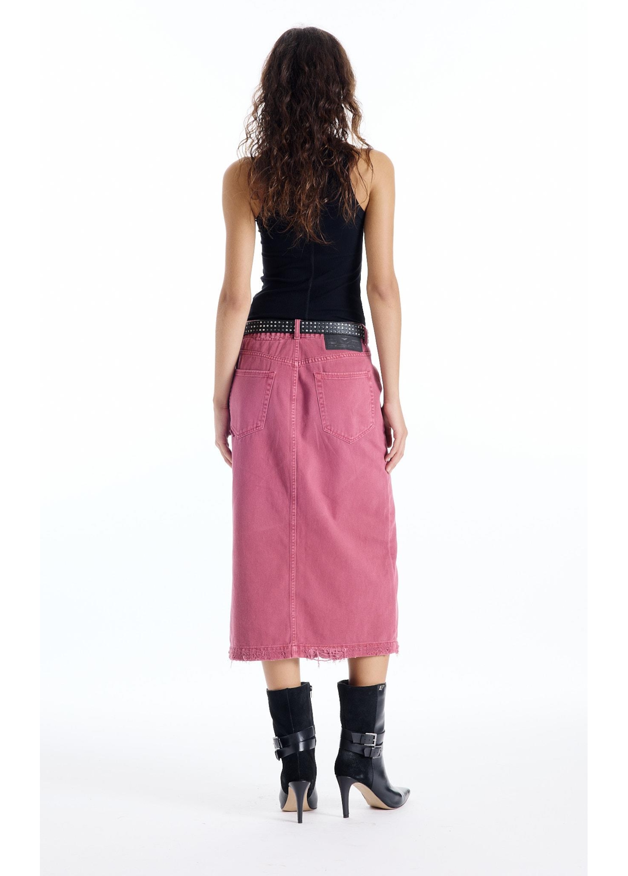 Saia White Denim Midi Zetex Magenta