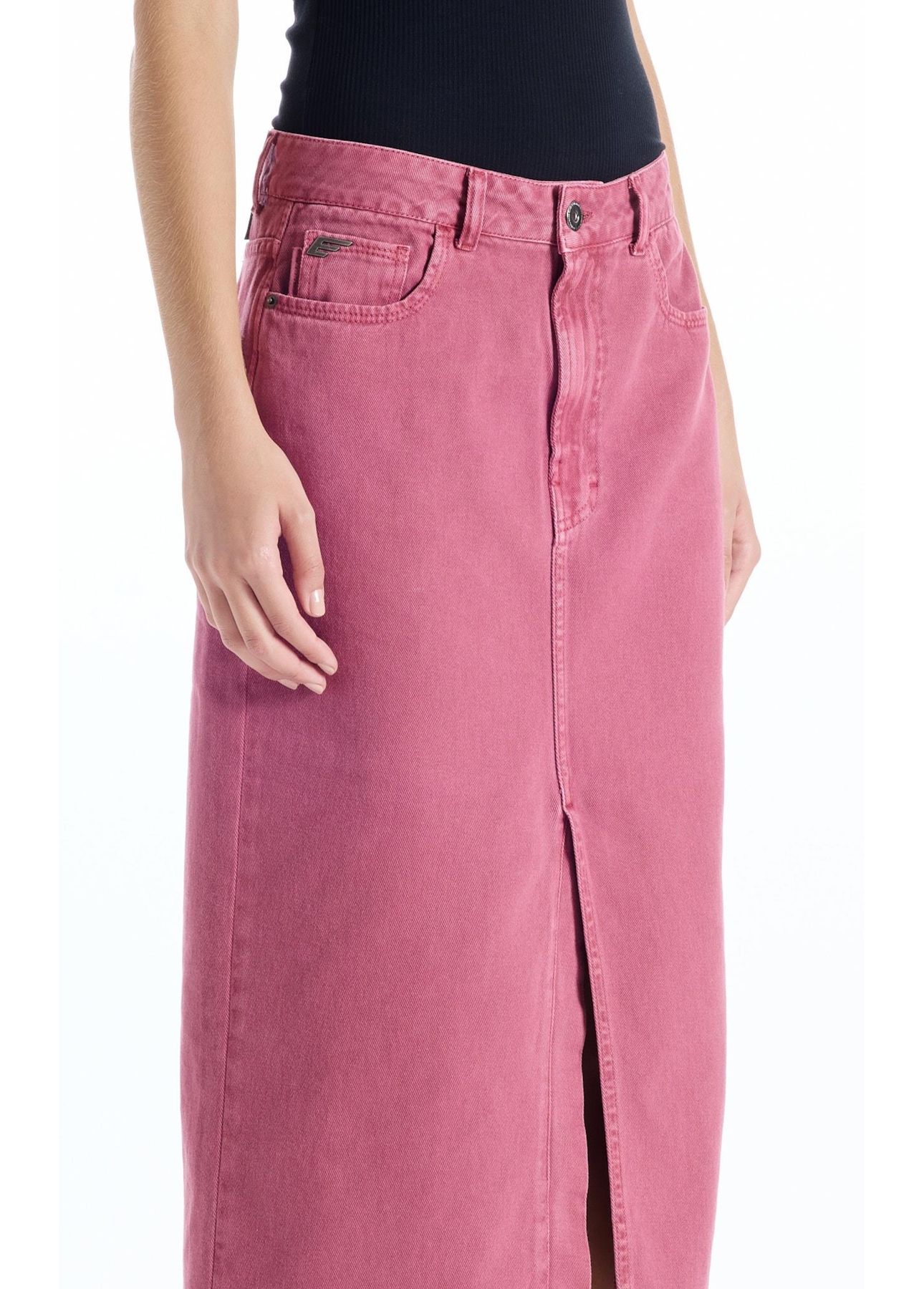 Saia White Denim Midi Zetex Magenta
