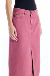 Saia White Denim Midi Zetex Magenta