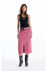 Saia White Denim Midi Zetex Magenta