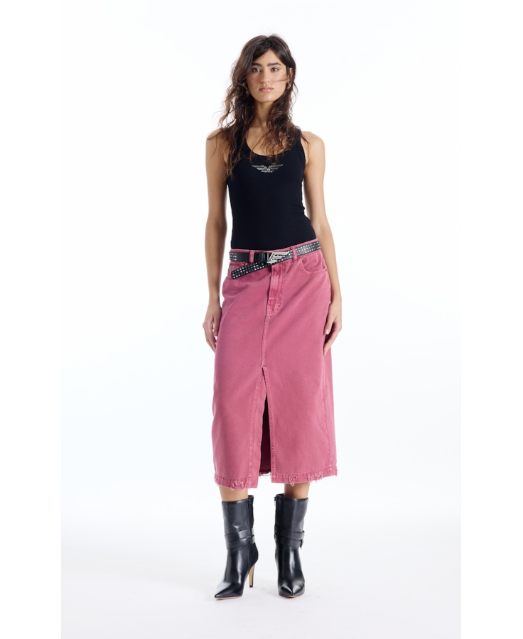 Saia White Denim Midi Zetex Magenta