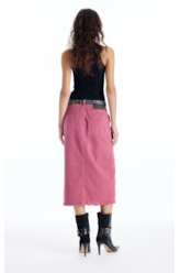 Saia White Denim Midi Zetex Magenta