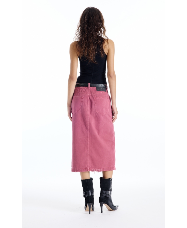 Saia White Denim Midi Zetex Magenta