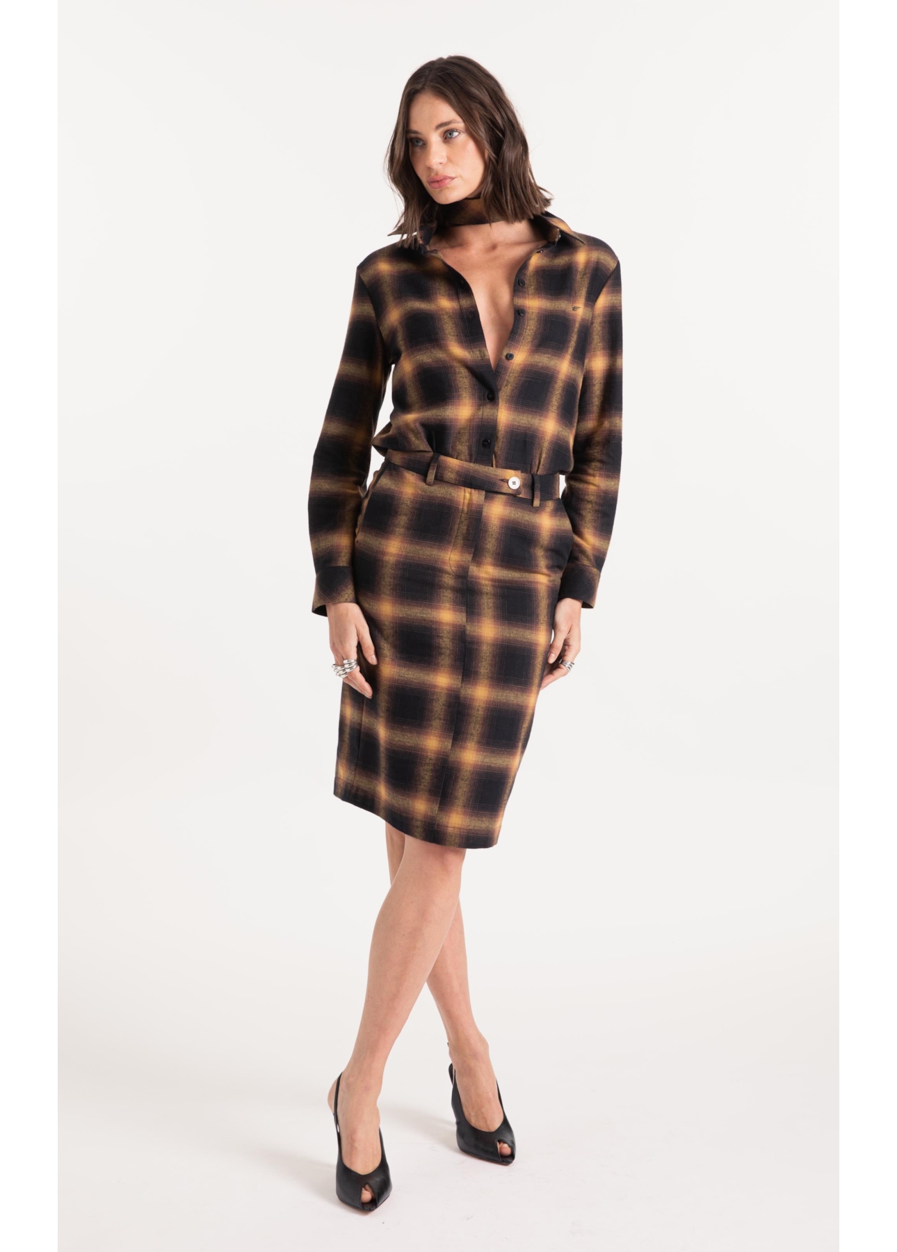Saia Wool Touch Cepheus Pencil Skirt Camel