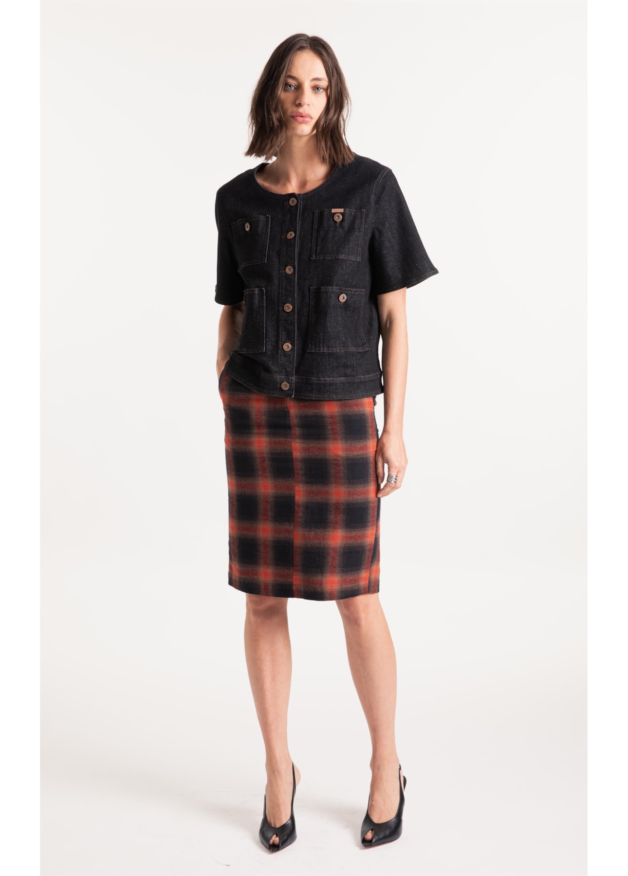 Saia Wool Touch Cepheus Pencil Skirt Telha