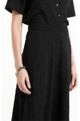 Saia Wrinkled Midi Preto