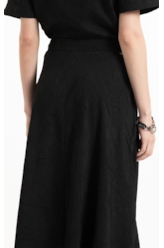 Saia Wrinkled Midi Preto