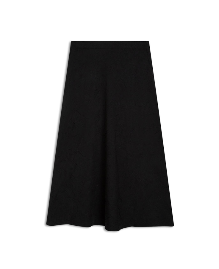 Saia Wrinkled Midi Preto