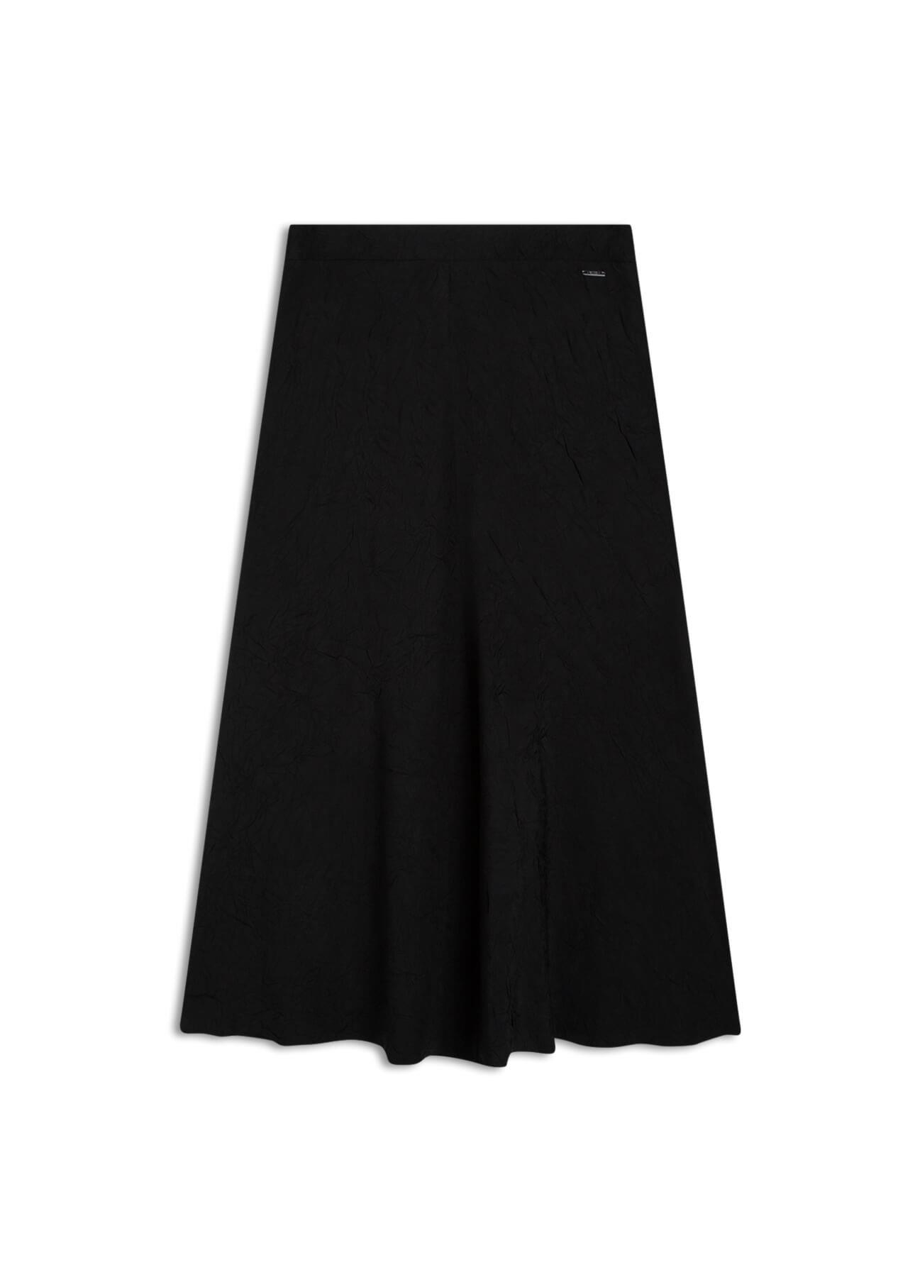Saia Wrinkled Midi Preto