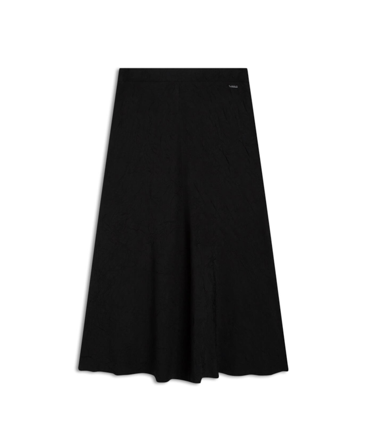 Saia Wrinkled Midi Preto