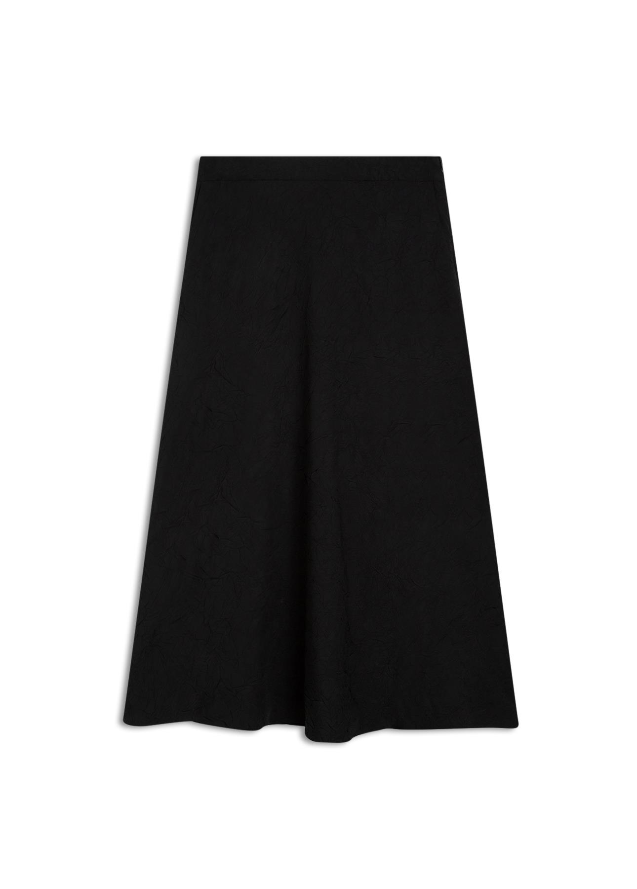 Saia Wrinkled Midi Preto