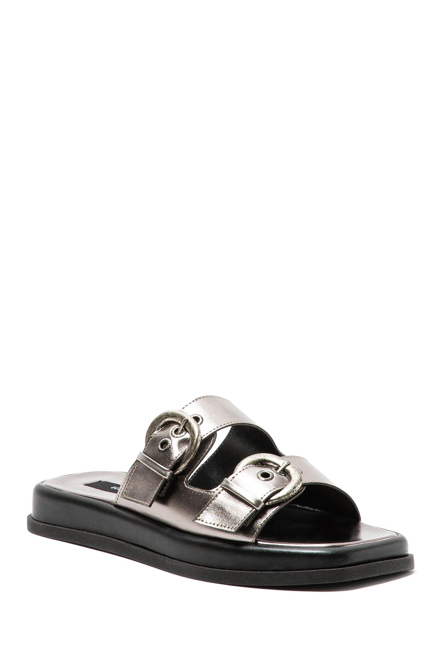 Sandália Com Fivela Ellus Prata Velha