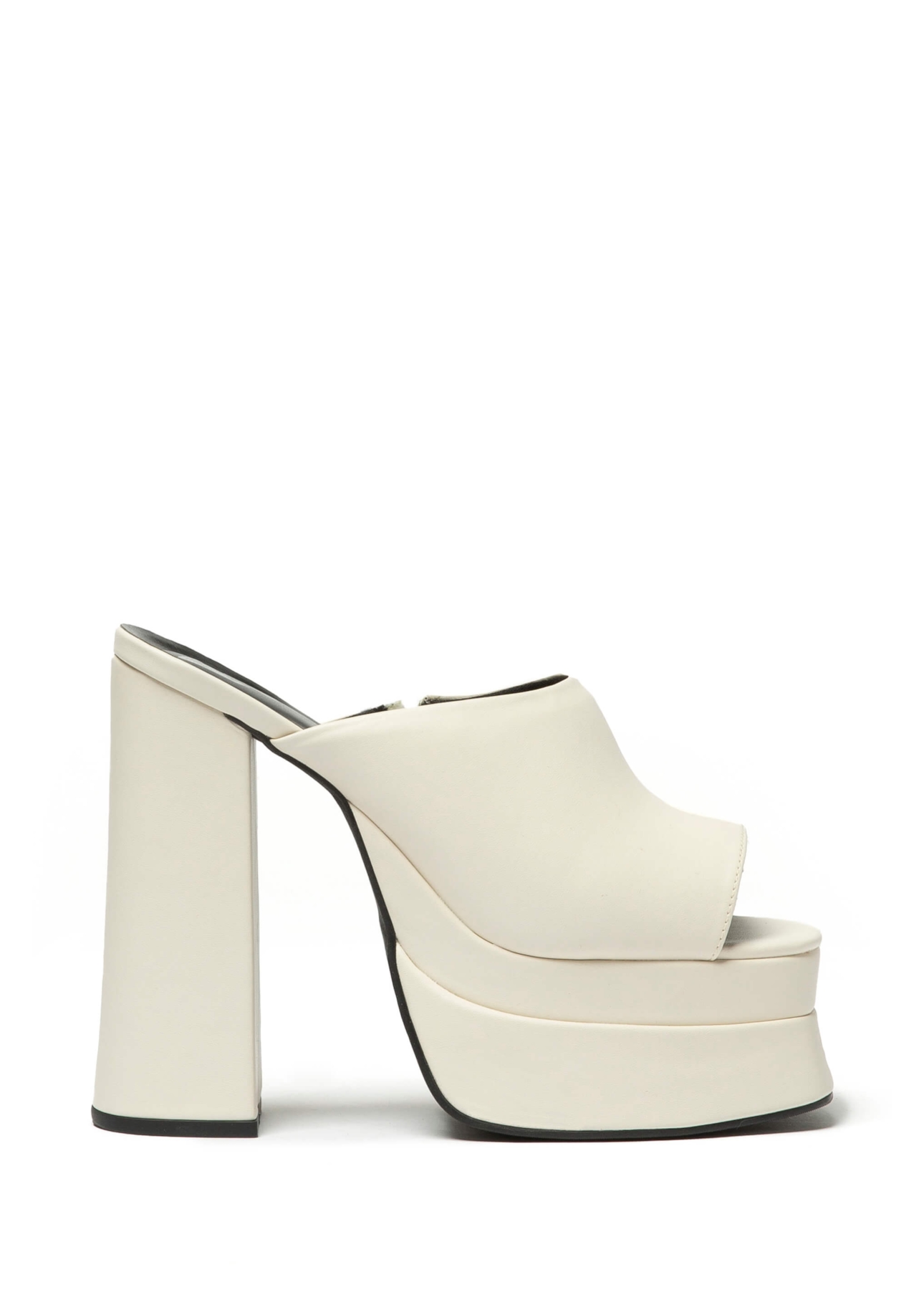 Sandalia Mule Ellus Salto Bloco Off White