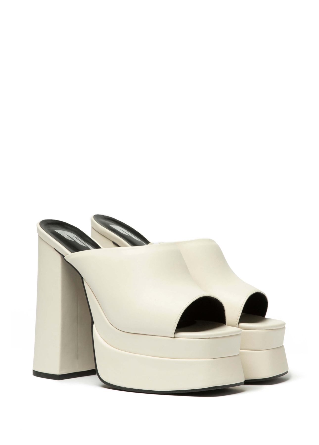 Sandalia Mule Ellus Salto Bloco Off White