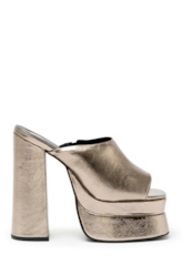 Sandalia Mule Ellus Salto Bloco Prata Velha