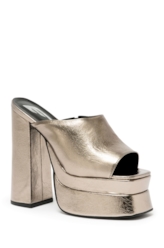 Sandalia Mule Ellus Salto Bloco Prata Velha