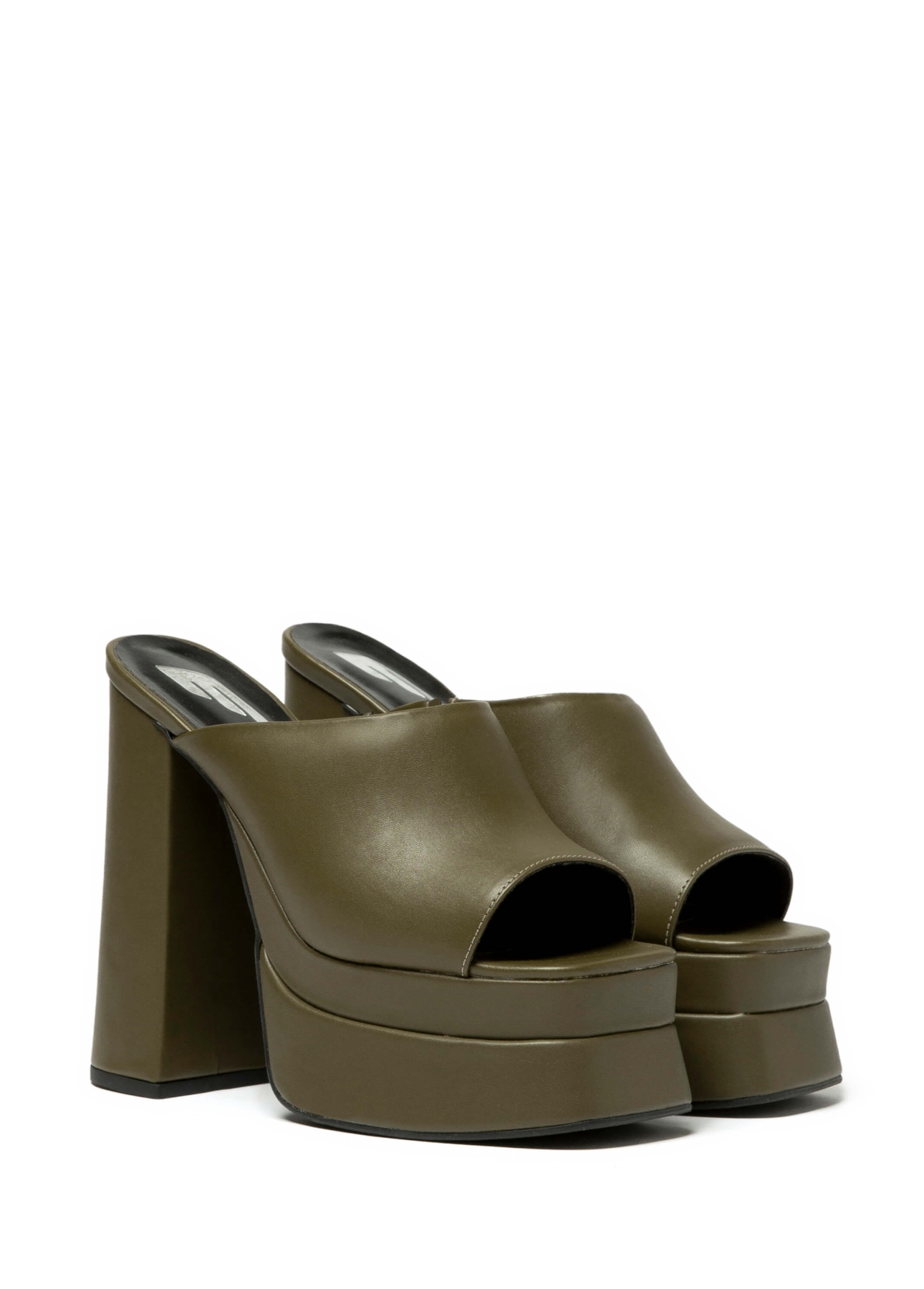 Sandalia Mule Ellus Salto Bloco Verde Militar